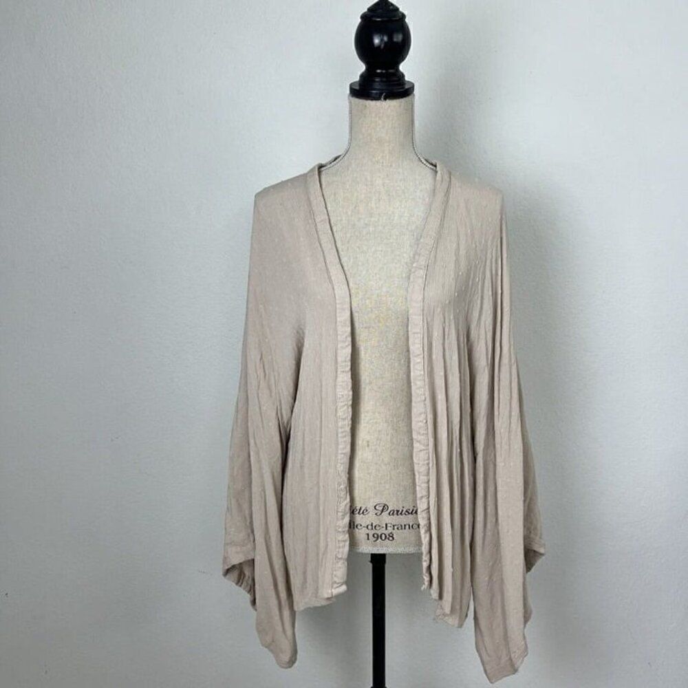 Sim & Sam Bohemian Dusty Pink Swiss Dot Open Front Cardigan Lightweight L/XL